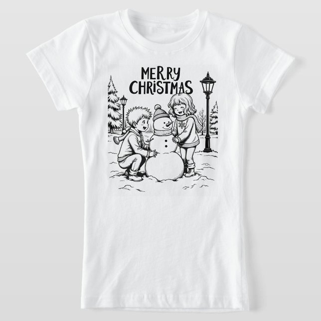 Frohe Weihnachten  T-Shirt (Merry Christmas black and white T-Shirt.  )