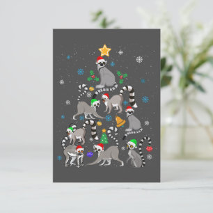 Frohe Weihnachten T - Shirt Lemur Weihnachtsbaum W Dankeskarte