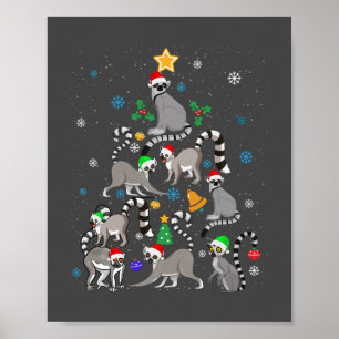 Frohe Weihnachten T - Shirt Lemur Weihnachtsbaum W Poster