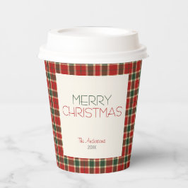Frohe Weihnachten Tartan Kariert Custom Pappbecher
