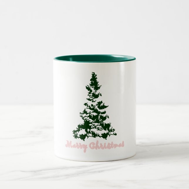 Frohe Weihnachten-Tasse Zweifarbige Tasse (Mittel)