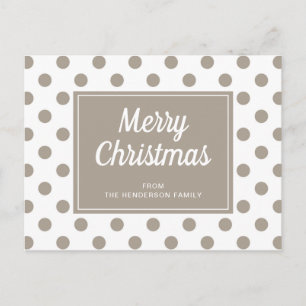 Frohe Weihnachten Taupe Beige Punkte Postkarte