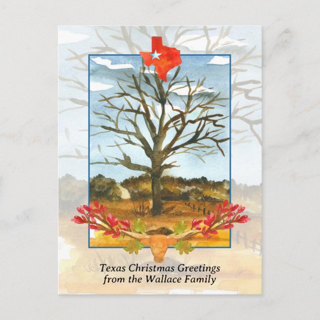 Frohe Weihnachten Texas Longhorn Star Personalisie (Vorderseite)