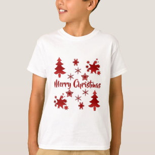 Frohe Weihnachten Text in Holiday Rot T-Shirt