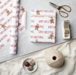 FROHE WEIHNACHTEN Text mit Lebkuchenmännern Geschenkpapier