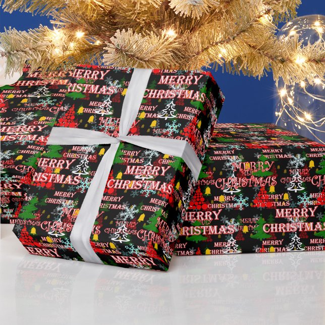 Frohe Weihnachten Textmuster Design  Geschenkpapier (Von Creator hochgeladen)