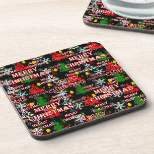 Frohe Weihnachten Textmuster Design Getränkeuntersetzer