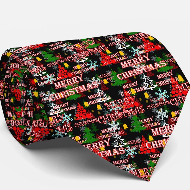 Frohe Weihnachten Textmuster Design  Krawatte (Von Creator hochgeladen)