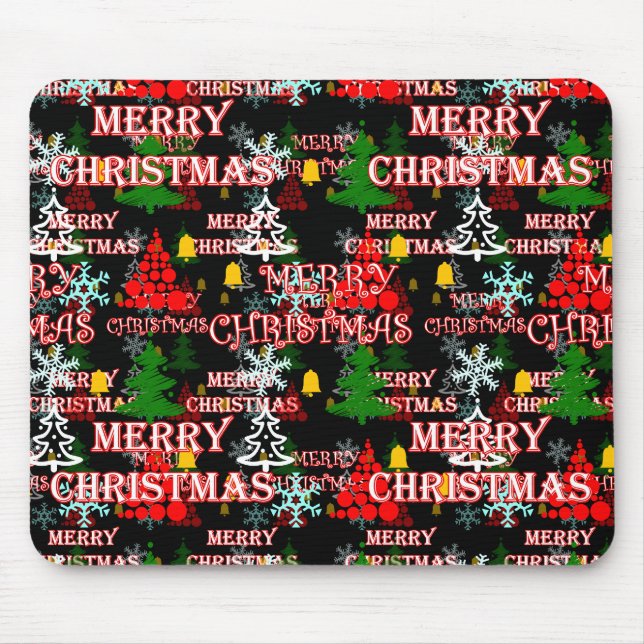 Frohe Weihnachten Textmuster Design  Mousepad (Vorne)