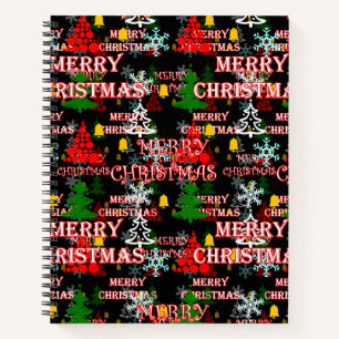 Frohe Weihnachten Textmuster Design Notizbuch