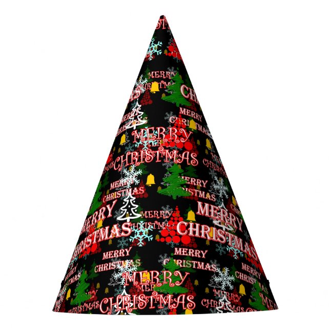 Frohe Weihnachten Textmuster Design  Partyhütchen (Vorderseite)