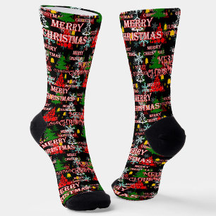 Frohe Weihnachten Textmuster Design  Socken