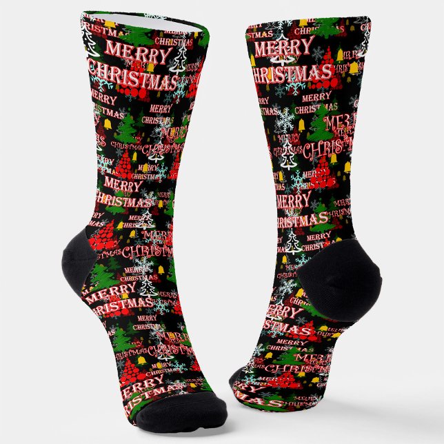 Frohe Weihnachten Textmuster Design  Socken (Von Creator hochgeladen)