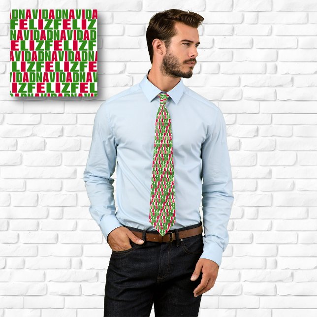 Frohe Weihnachten Textmuster Krawatte (Feliz Navidad Text Pattern Tie)