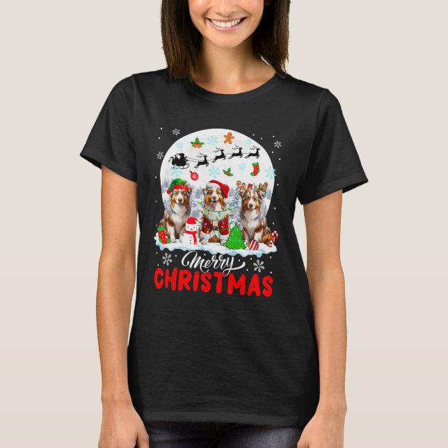 Frohe Weihnachten Three Santa Reindeer Australian  T-Shirt (Vorderseite)