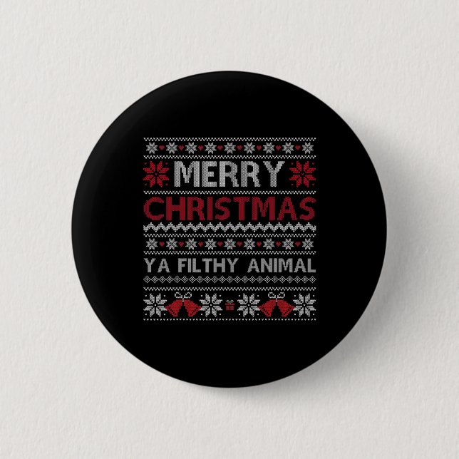 Frohe Weihnachten Tierisches Dreckiges Du Hässlich Button (Vorderseite)