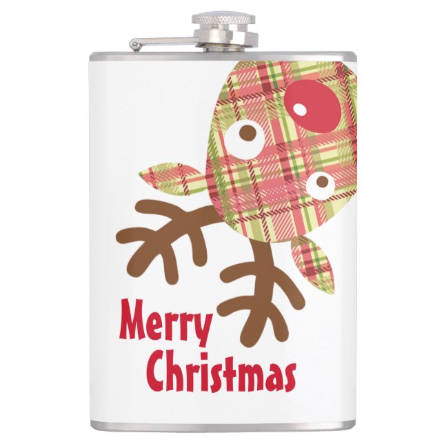 Frohe Weihnachten Tipsy Reindeer Flachmann (Vorderseite)