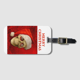Frohe Weihnachten. Totenkopf mit Santa Hut Gepäckanhänger