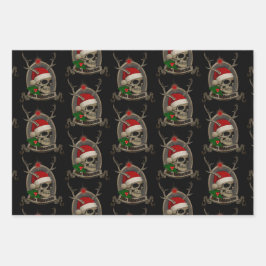 Frohe Weihnachten Totenschädel Stern Banner Mütze Geschenkpapier Set