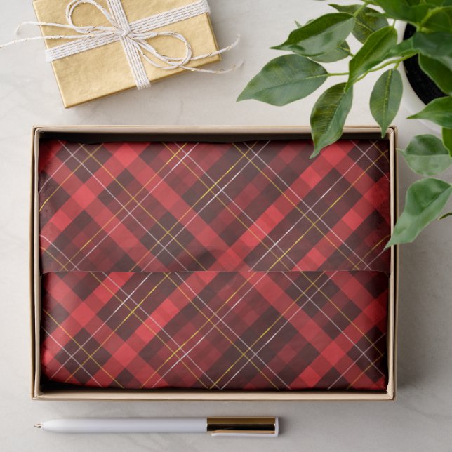 Frohe Weihnachten Traditioneller Karierter Tartan Seidenpapier (Geschenk)