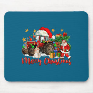 Frohe Weihnachten Traktor mit Santa Schneemann Mousepad