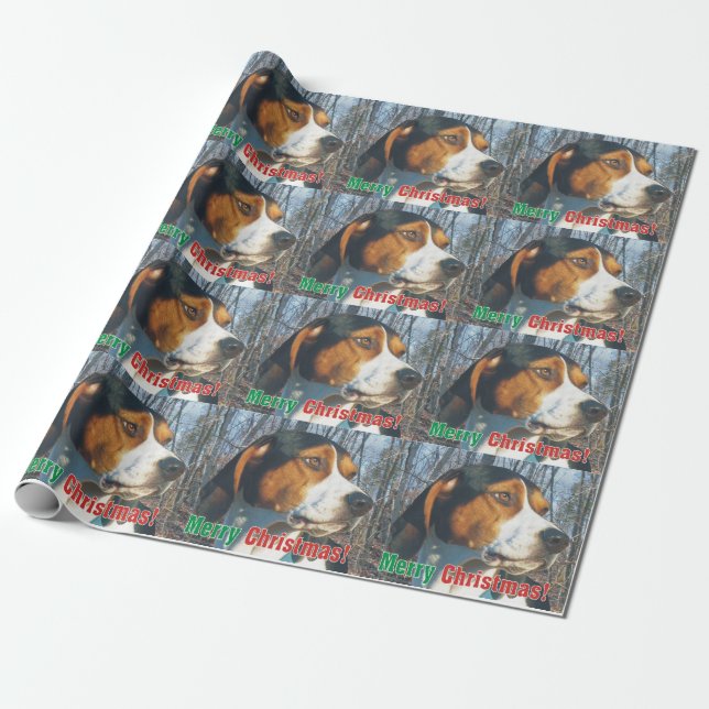 Frohe Weihnachten Treeing WandererCoonhound Geschenkpapier (Ungerollt)