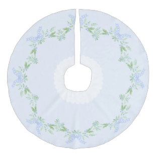 Frohe Weihnachten Trellis und Swag mit Blue Bow Leinenimitat Weihnachtsbaumdecke