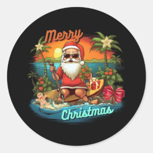 Frohe Weihnachten, Tropen, Santa Claus, Urlaub Runder Aufkleber