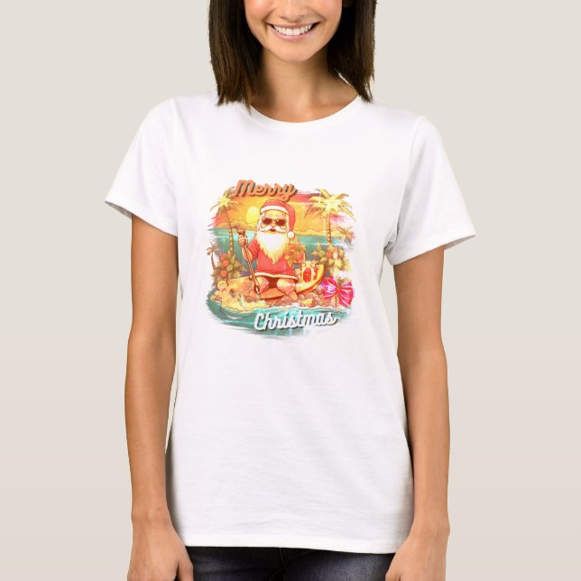 Frohe Weihnachten, Tropen, Santa Claus, Urlaub T-Shirt (Vorderseite)