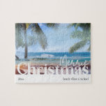 Frohe Weihnachten Tropical Beach Foto<br><div class="desc">Stellen Sie sich vor,  Sie sind am Strand an einem sonnigen Tag dieses Weihnachtsfest mit diesem lustigen Sommerstrand Puzzle.</div>