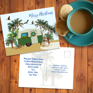 Frohe Weihnachten Tropical Camping Postkarte