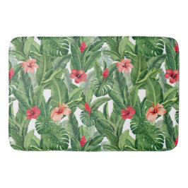Frohe Weihnachten Tropische Blume Leaf Green Red Badematte