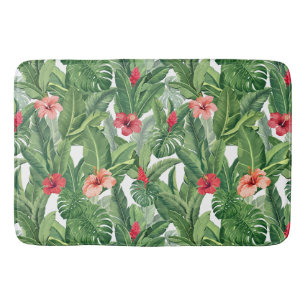 Frohe Weihnachten Tropische Blume Leaf Green Red Badematte