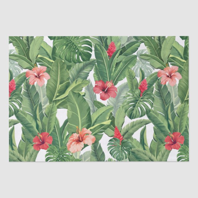 Frohe Weihnachten Tropische Blume Leaf Green Red Seidenpapier (Vorderseite)