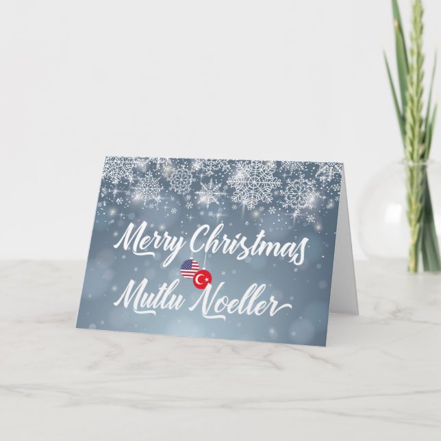 Frohe Weihnachten Türkisch American Bilingual Card (Vorderseite)