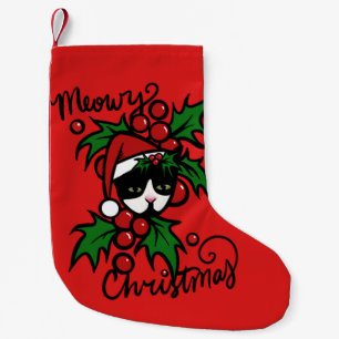 Frohe Weihnachten Tuxedo Cat Kleiner Weihnachtsstrumpf