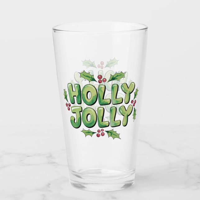 Frohe Weihnachten Typografie  Glas (Vorderseite)
