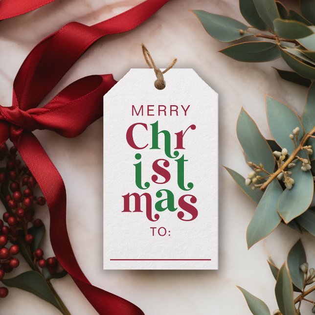 Frohe Weihnachten-Typografie im Retro-Stil Geschenkanhänger (Von Creator hochgeladen)