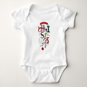 Frohe Weihnachten Typografie Lettering Farbige  Baby Strampler