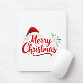 Frohe Weihnachten Typografie mit Santa Hut und Sch Mousepad