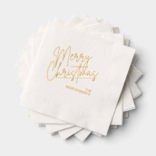 Frohe Weihnachten Typografie Party Servietten Mit Folie