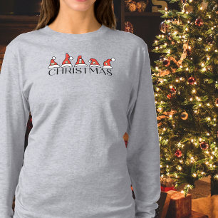 Frohe Weihnachten Typografie, Santa Hüte, Einfach T-Shirt