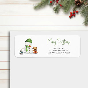 Frohe Weihnachten Typografie Schneemann Rücksendea