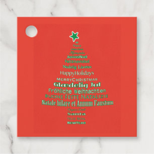 Frohe Weihnachten Typografie Sprachbaum individuel Geschenkanhänger