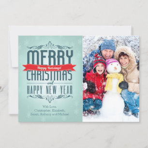 Frohe Weihnachten Typografie Urlaubsfotokarte