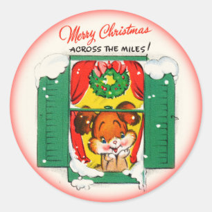 Frohe Weihnachten über den Miles-Aufkleber Runder Aufkleber