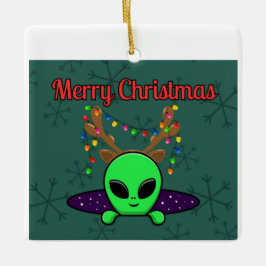 "Frohe Weihnachten" UFO Alien Ornament