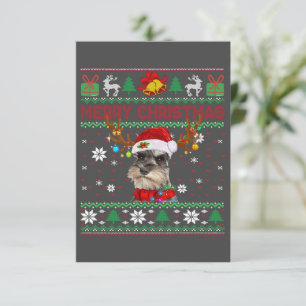 Frohe Weihnachten Ugly Dog Schnauzer Weihnachtsman Dankeskarte