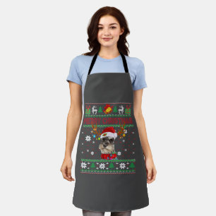 Frohe Weihnachten Ugly Dog Schnauzer Weihnachtsman Schürze