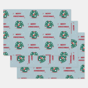 Frohe Weihnachten Ugly Sweater Angel Geschenkpapier Set